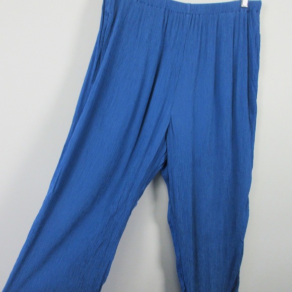 Everlane Naia Ripple Crinkle Gauze Wide Leg Pants Women M Blue Boho Flowy 268 - Picture 5 of 9